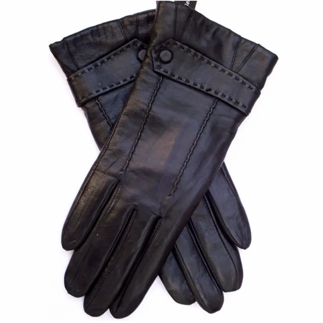 Women's New Style sheepskin Leather Gloves with Button
