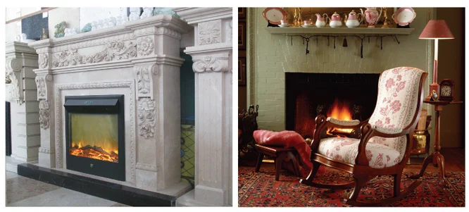 Outdoor Decorative Marble Electric Gas Fireplace Surround Mantel