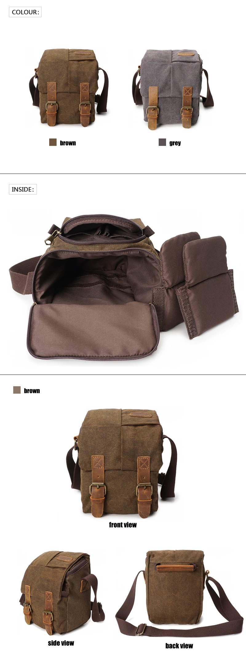 YD-3229 fashion outdoor travel waterproof leather canvas camera leather bags