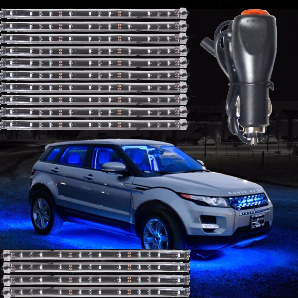 BLUE 14pcs Waterproof IP67 Ultra Bright LED Undercar Neon Accent light Kit