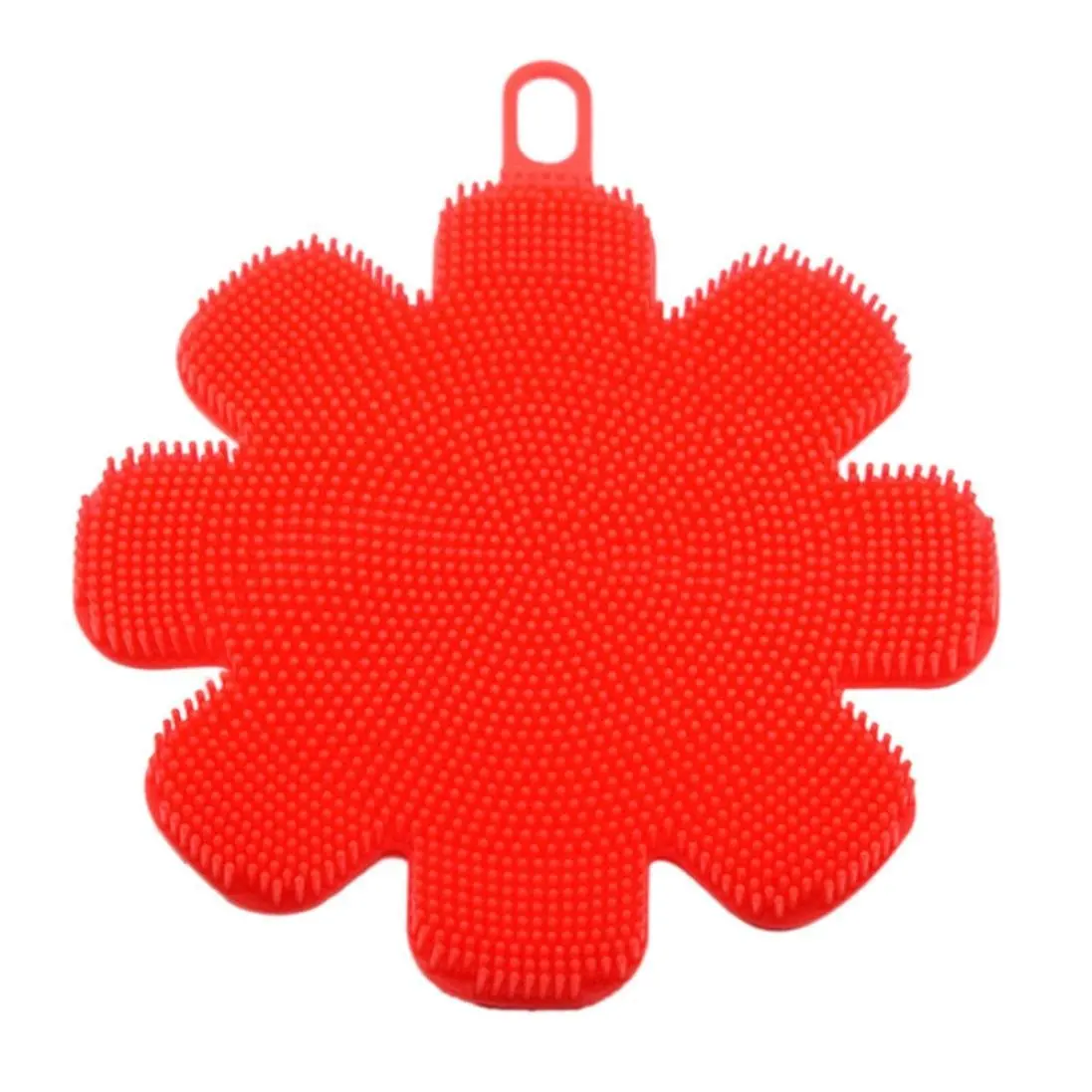 Washing Scrubber, Hunzed Silicone Dish Washing Sponge Scrubber for Washing Dishes Kitchen Cleaning antibacterial Tool Washing Scrubber (Red)