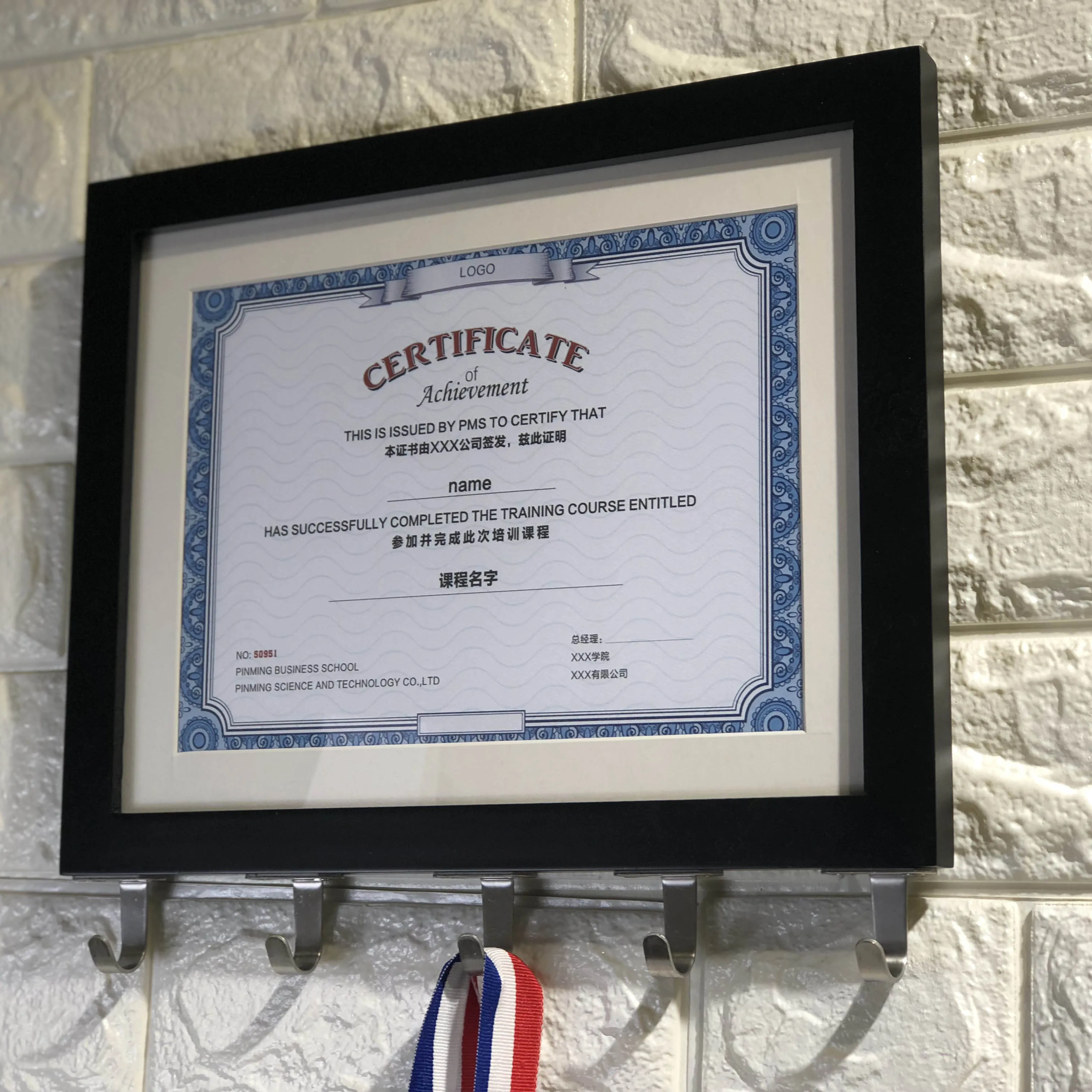 2019 New Design Certification Frame With Medal Hook Diploma Frame With