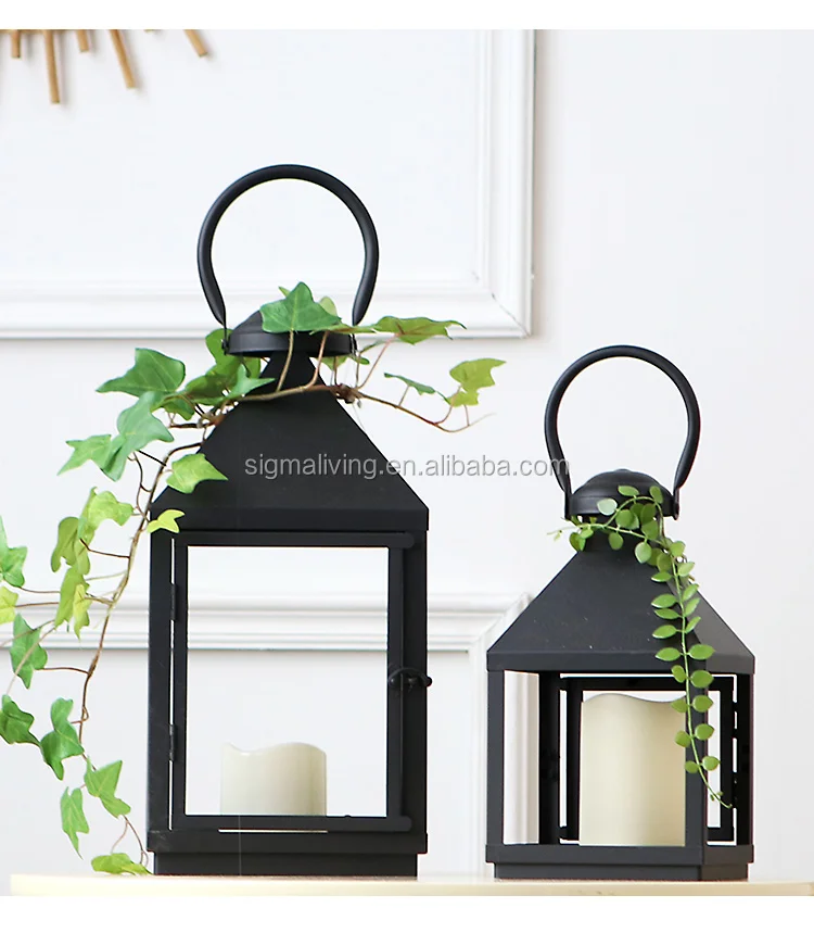 Portable Indoor outdoor decorating metal candle holder glass for home decor