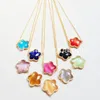 WT-N692 Wholesale Sparkly rhinestone micro pave leaf clover necklace multi color diamond pave CZ clover necklace