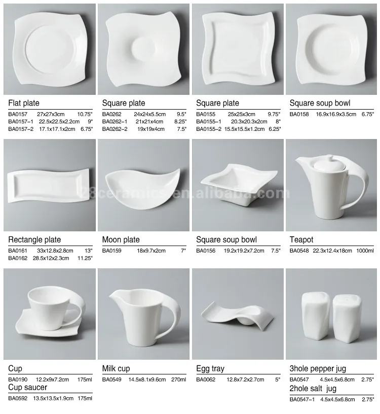 Square shape ceramic dinner set windmill design 8"9" flat plate western style crockery tableware china porcelain