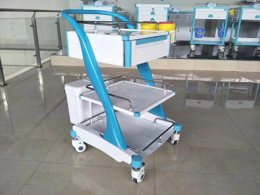 ABS Material Medical Hospital Patients Instrument Cart Treatment Trolley with 1 drawer 3 shelves