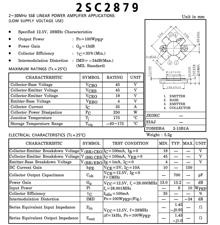 Npn Silicon Rf Power Transistor 2sc2879 - Buy 2sc2879,Transistor ...