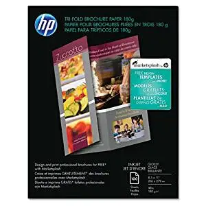 HP - Inkjet Tri-Fold Brochure Paper, 98 Brightness, 48lb, 8-1/2 x 11, White, 100/Pack - Sold As 1 Pack - Ideal for impressive three-panel brochures--pre-scored for easy folding