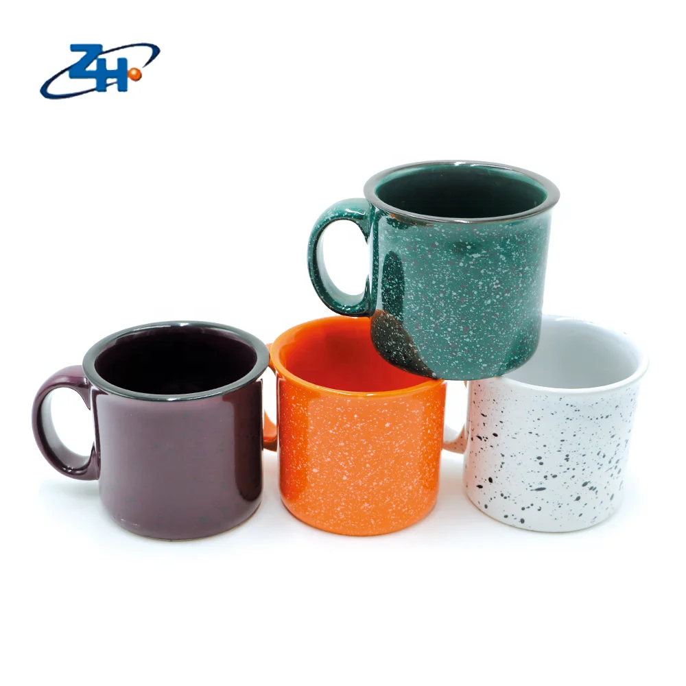 Custom Printed Enamel Camping Sublimation Mugs Glazed Ceramic Cup