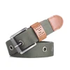 Wholesale khaki Braided golf style leather stretch cord belt