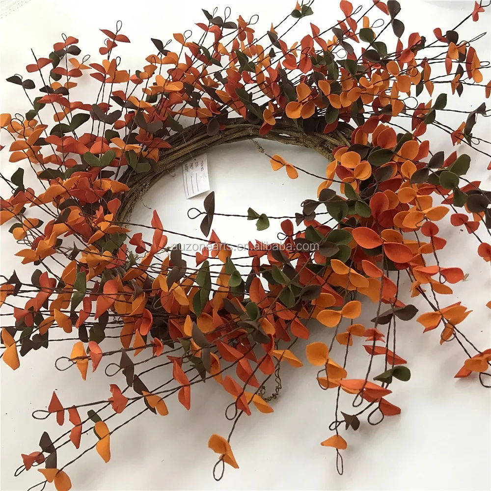 22 Inch Wholesale Fall Wreath Decorations With Leaves And Wire Wreaths
