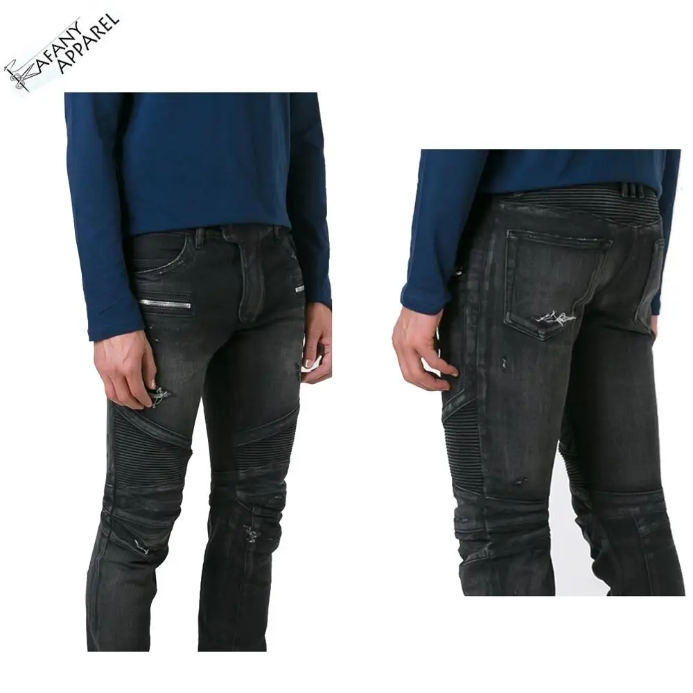 black biker jeans with zippers