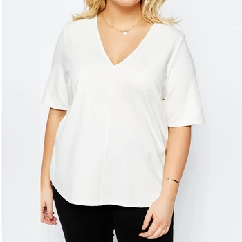 plus size white v neck