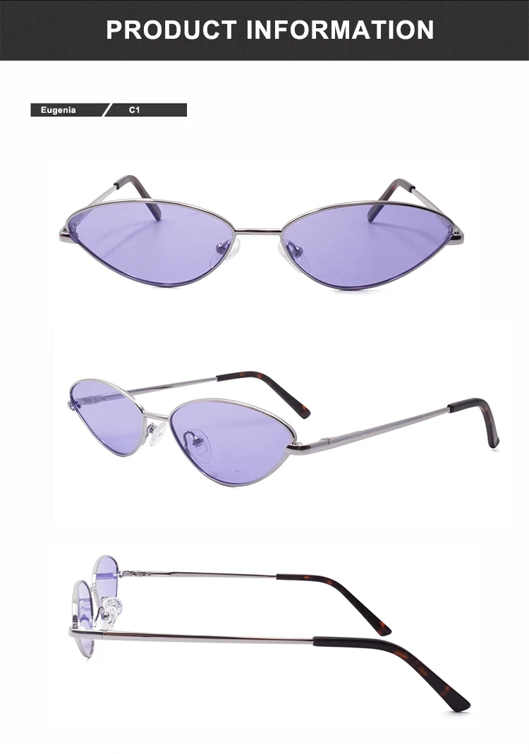 EUGENIA Funky Fashion Women Sunglasses Metal Polarized Small Shape Street Punk Sun Glasses