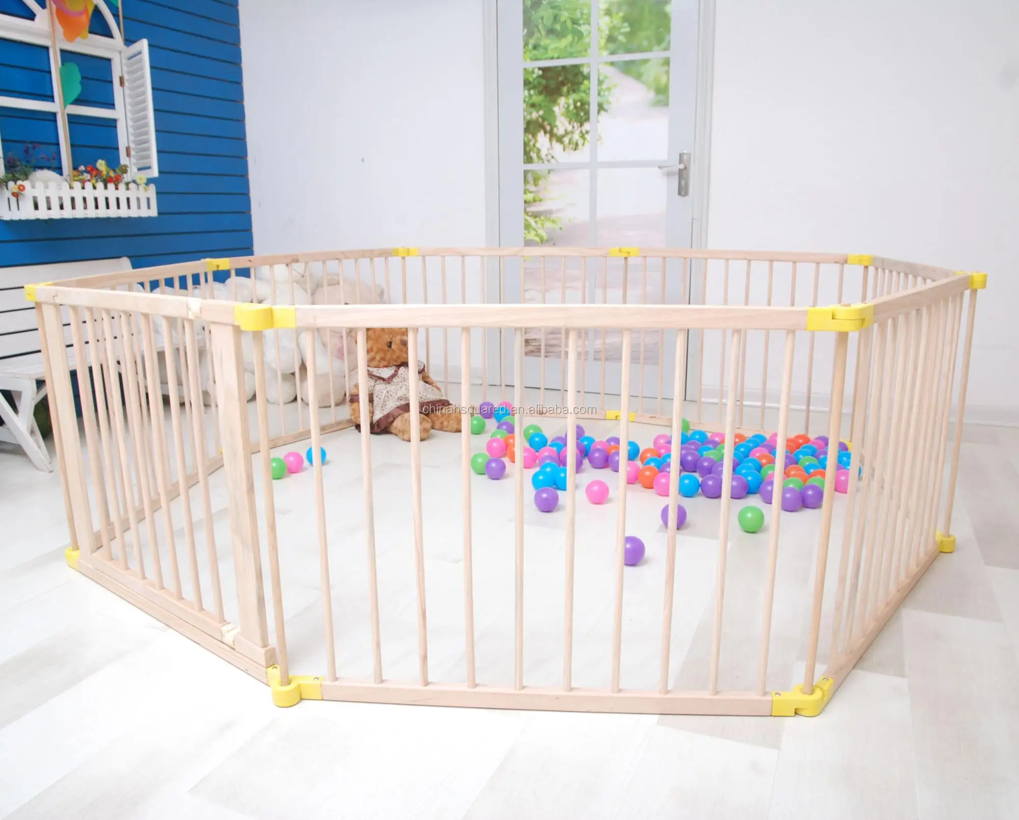 wooden playpen with gate