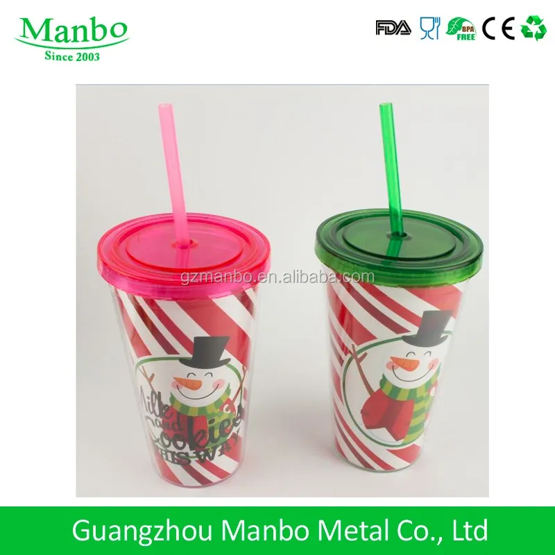16oz Bpa Free Double Wall Hard Plastic Cup With Straw And Lid Buy Plastic Cup With Straw,16oz