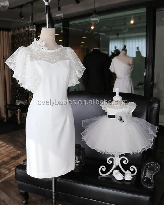 mom and daughter matching white dress