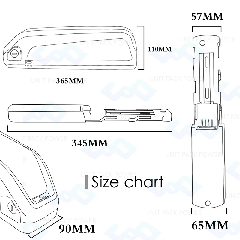 UPP brand factory new produce High Power Lithium ion battery pack down tube 52v 8ah shark e-bike battery