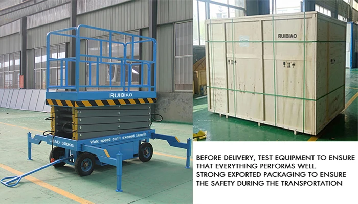 1000kg Trail-type small platform folding scissor lift with extension platform