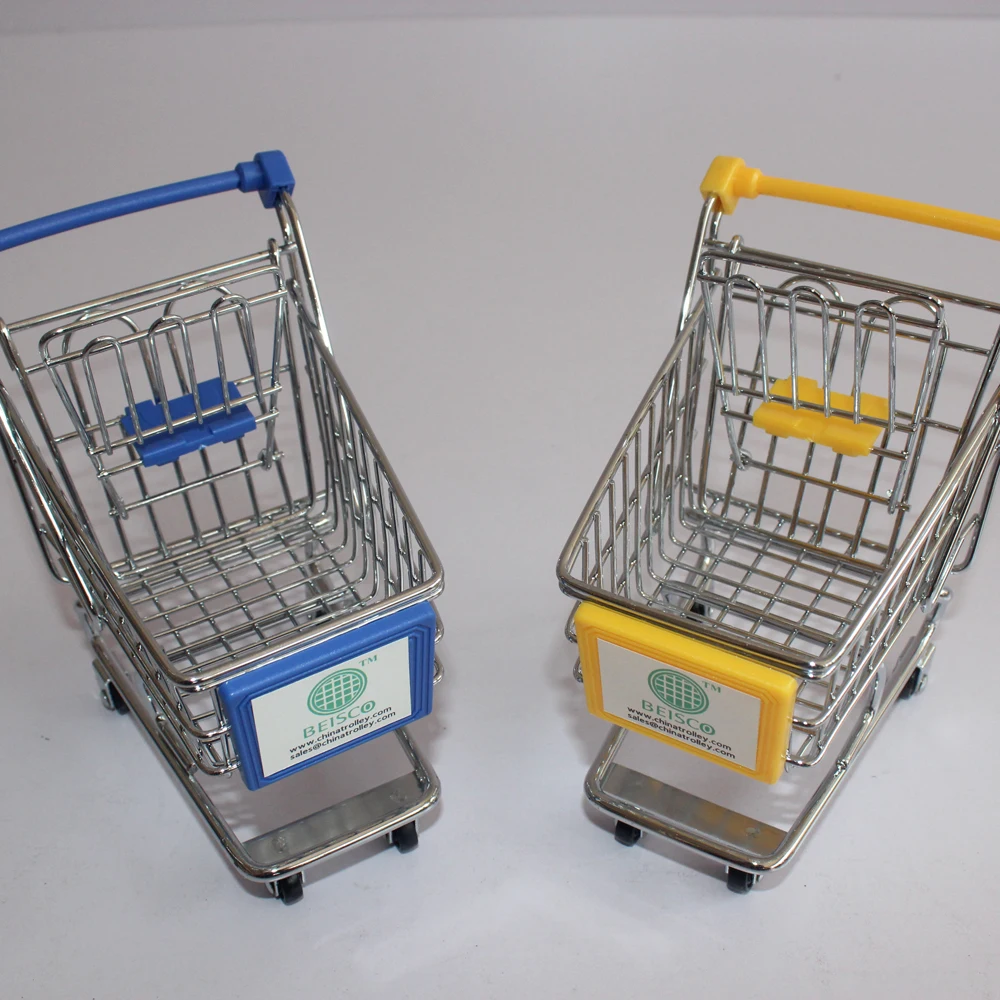 New Design Grocery Trolley Desk Metal Plastic Mini Supermarket Shopping