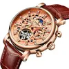 Ready to ship Fashion Tourbillon Skeleton Hollow Dial Waterproof Men Automatic Mechanical Watch fast track