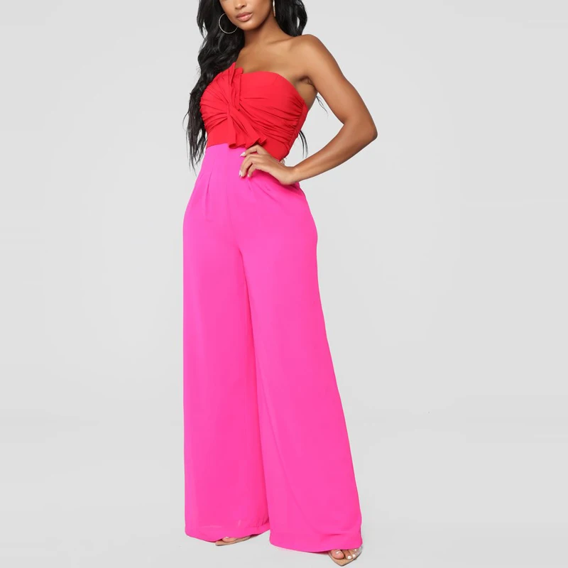 Women's Tube Top V-neck Summer Jumpsuit With Long Pants One Piece Jumpsuit Sleeveless