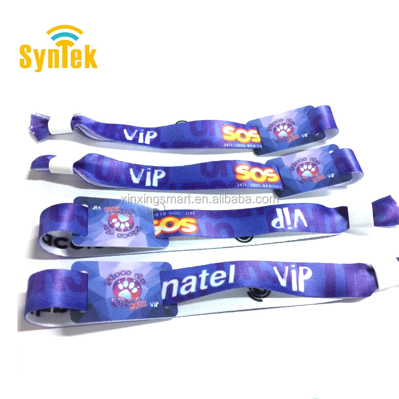 Custom Fabric Payment 13.56MHz RFID NFC Chip Woven Wristband for Event