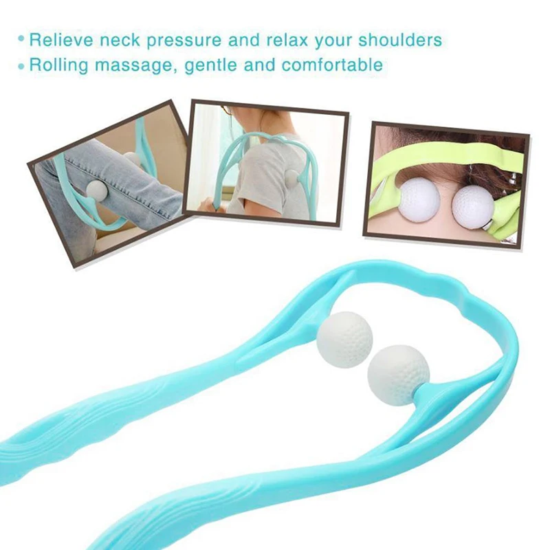 Neck Massage Tool Pressure Relieve Hand Roller Massage Neck Shoulder Dual Trigger Point Self Massager collar