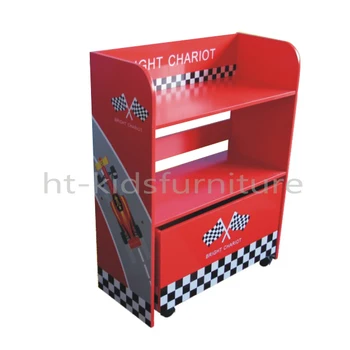 62 5x28x H 80cm Red Race Car Easy Assembly Wooden Bookcase For