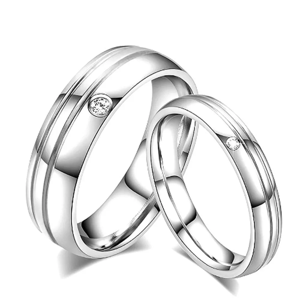 Custom Unique Fashion Crystal Stone Dubai Wedding Promise Couple Ring