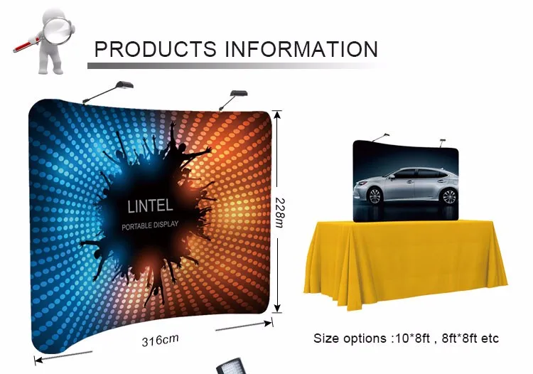 Curved Photography Backdrop Stand With Fabric Graphic For Advertising