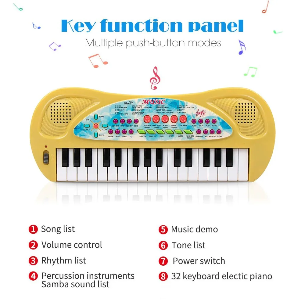 32 Keys Multifunction Electronic Piano Kids Keyboard Music With Microphone 