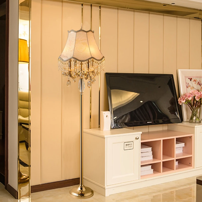 Contemporary Luxury Modern Light colorful crystal pendant copper gold floor lamp