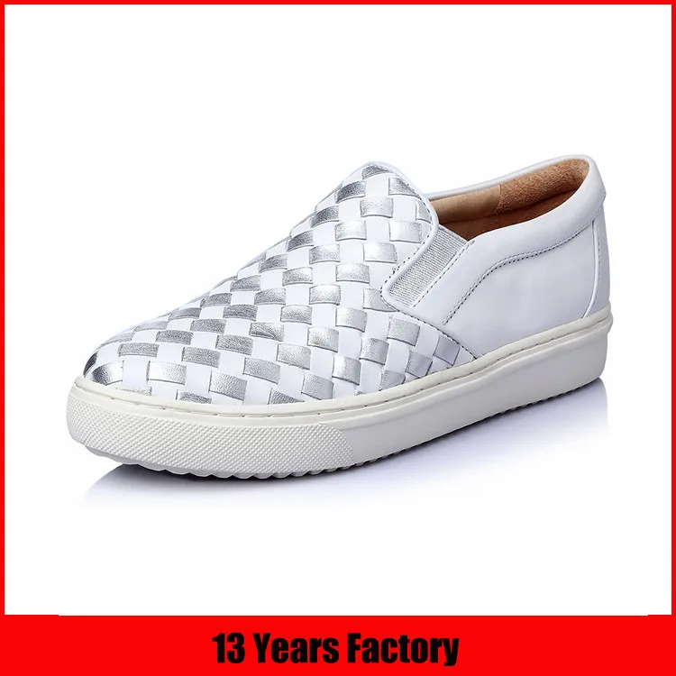 Wholesale OEM Custom Logo Fashion Lace Up Genuine Leather Women Sport Footwear Flat Flatform Ladies Shoes