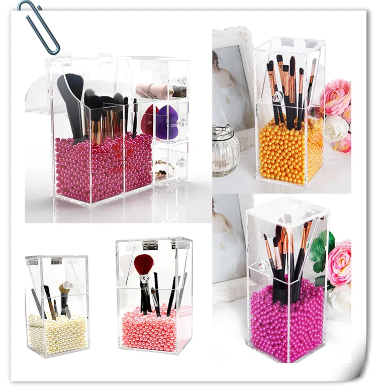 Acrylic Makeup Box,Makeup Brush Holder With Lid And 3 Drawers,Waterproof And Dustproof Cosmetic