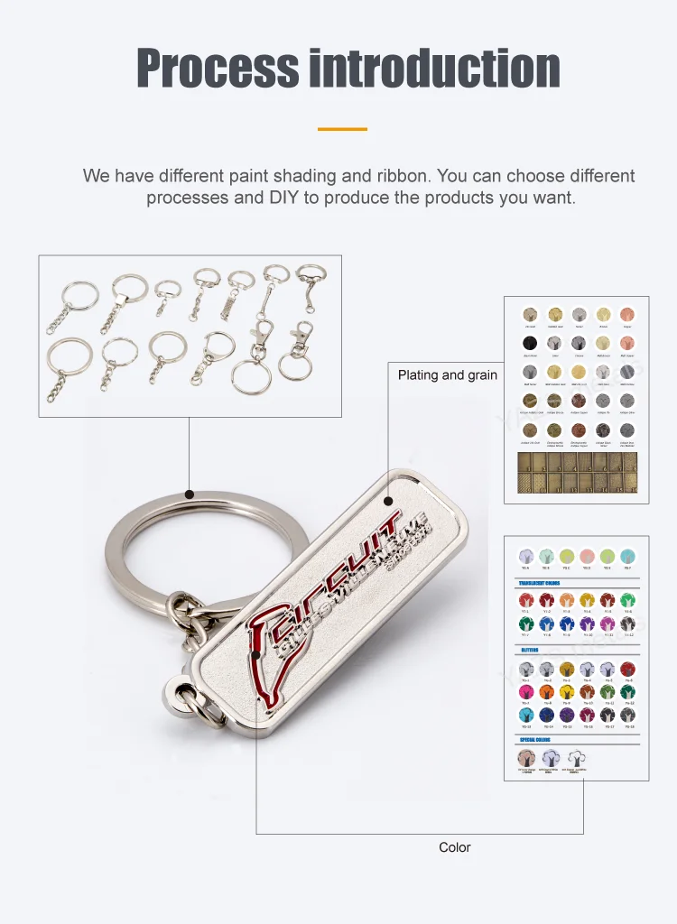 Custom Metal Car Auto Number Keychain Gold Silver Rectangle Blank