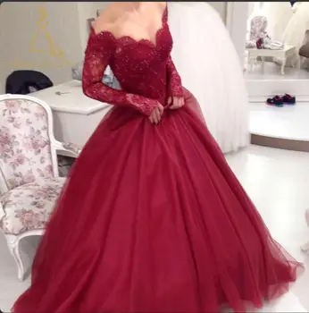 Bridal Picture Scalloped Neckline Tulle Lace Appliqued Red Ball Gown Wedding Dress With Illusion Long Sleeves Buy Red Ball Gown Wedding Dress Red Wedding Dresses Wedding Dress Bridal Gown Red Product On Alibaba Com