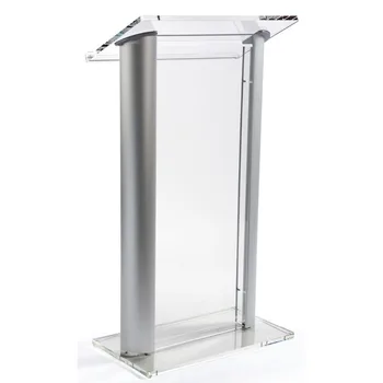 Workshop Series Clear Surface Acrylic Podium For Floor With Silver ...