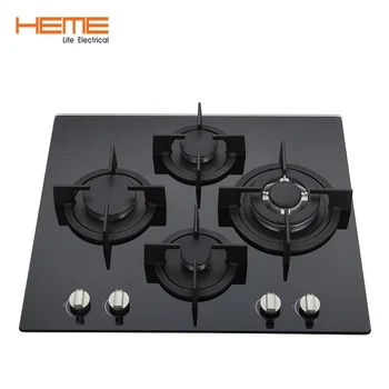 Four Burner Built In Gas Stove With Glass Top For Kitchen