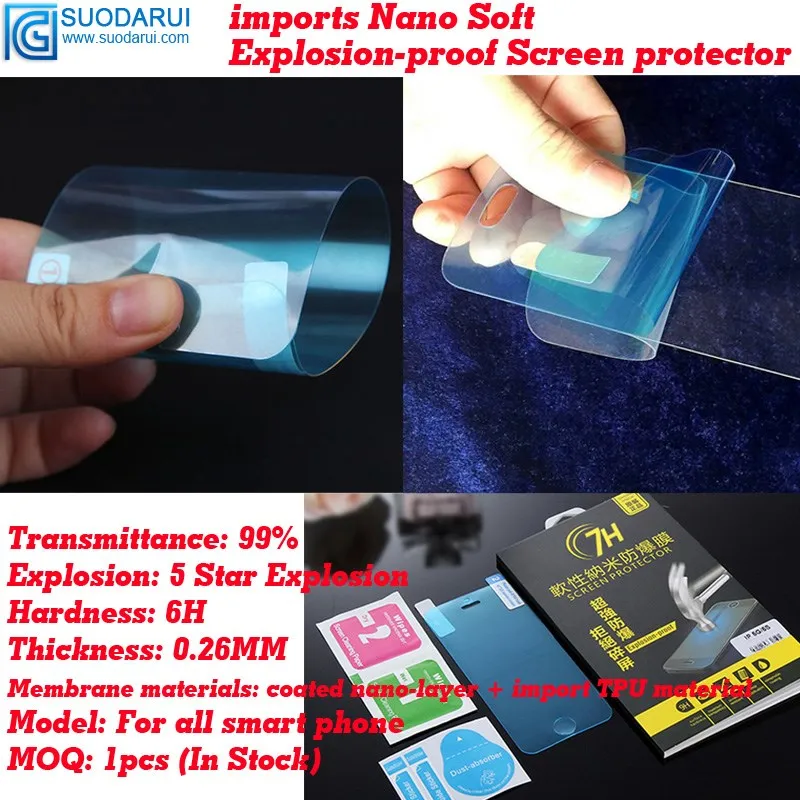 0.26mm 7H Explosion-proof soft Nano-coated Films for LG G5 screen protector better than glass film