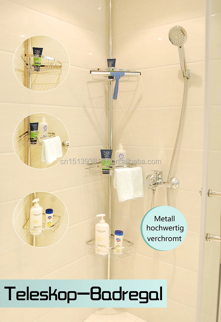 Telescopic Shower Rack With 3 Tier Expandable Bath Shelf Bath Shower