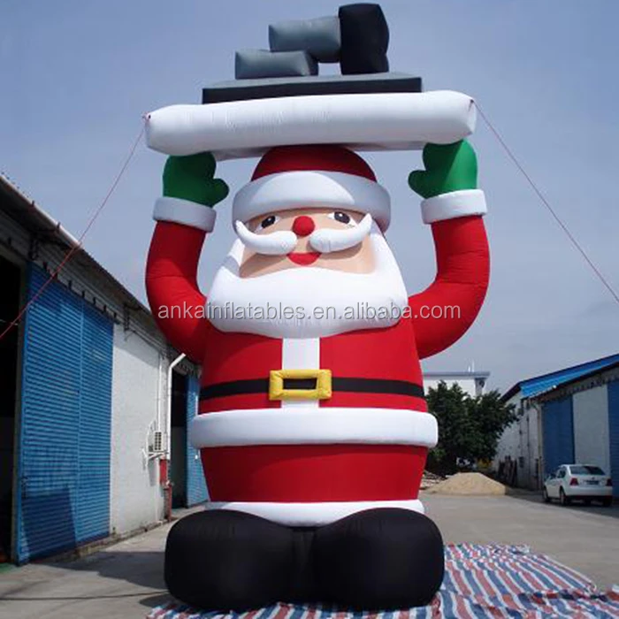 Funny Led Lighting Inflatable Christmas Santa Claus 6m For Outdoor