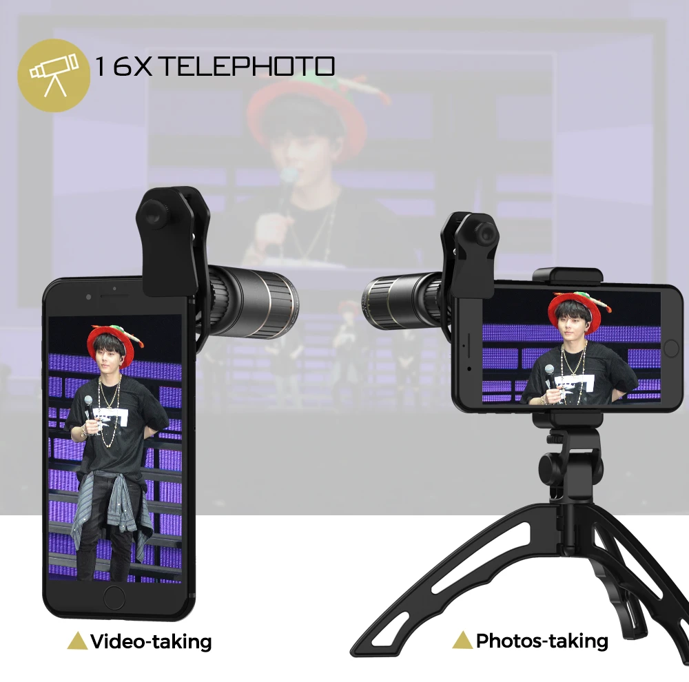 Apexel 16x Zoom Optical Glass Mobile Phone Camera Lens Telescope Wide