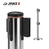Silver mirror polished rope/retractable belt barriers queue barrier line post Counters Crowd Control Expandable Belt Barrier
