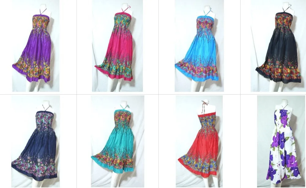 Hippie Boho Hawaii Beach Resort Wear Casual Dress Fl Hippie Boho Hawaii Beach Resort Wear Casual Dress Fl Print Maxi Ruffle Style Baby Doll String Tie Whole