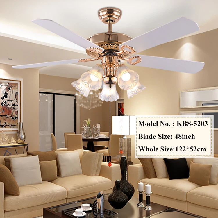 Best Selling Decorative Glass Lampshade Sitting Room 110V No Nosie Ceiling Fan Light