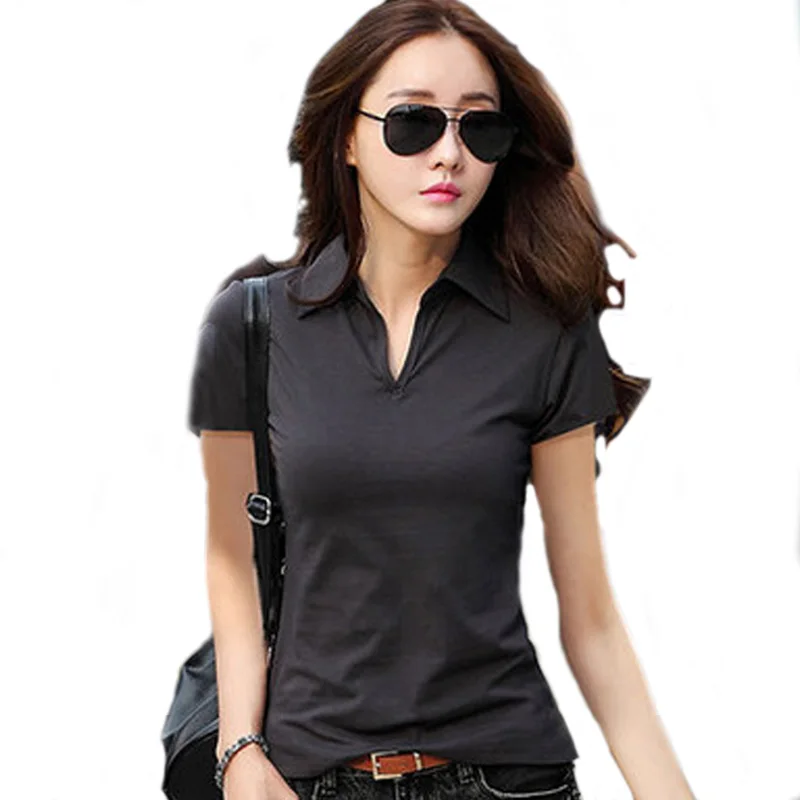 Compra camisa de polo de las mujeres online al por mayor