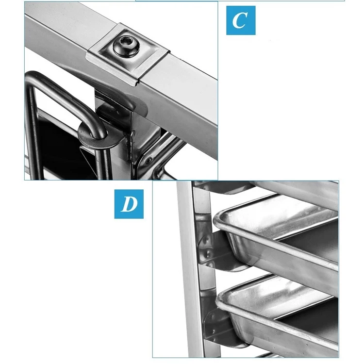 Hotel Rock Trolley Restaurant Equipment Stainless Steel Stainless Steel Pan Trolley