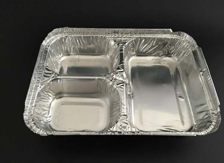 2 Compartments Takeaway Divided Aluminum Foil Container For Food
