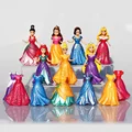 14Pcs Set Princess Snow White Figures Ariel Belle Rapunzel Aurora PVC Action Figure Toys Dolls Dress